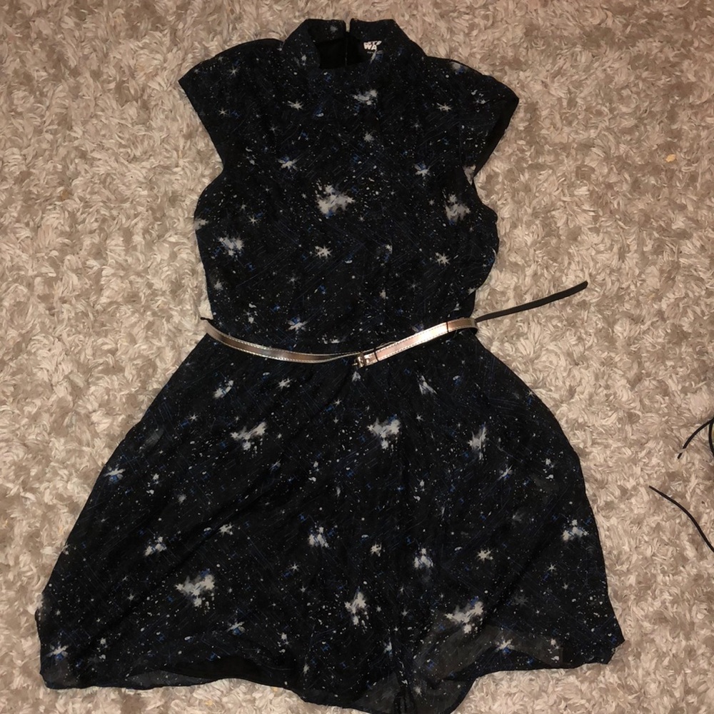 Star Wars galaxy TIE fighter dress with silver belt